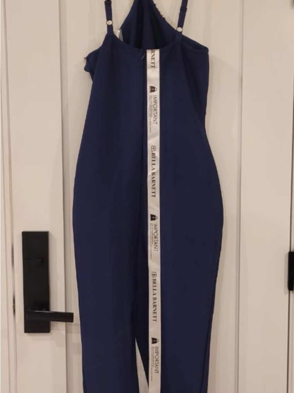 Kailani Classic Contour Halter Rhinestone Blue Bandage Maxi Dress - Picture 4 of 7
